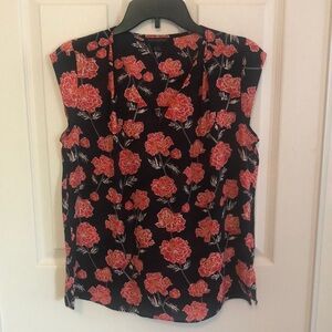 BANANA REPUBLIC Floral Cap Sleeve V-Neck Blouse Petite Small